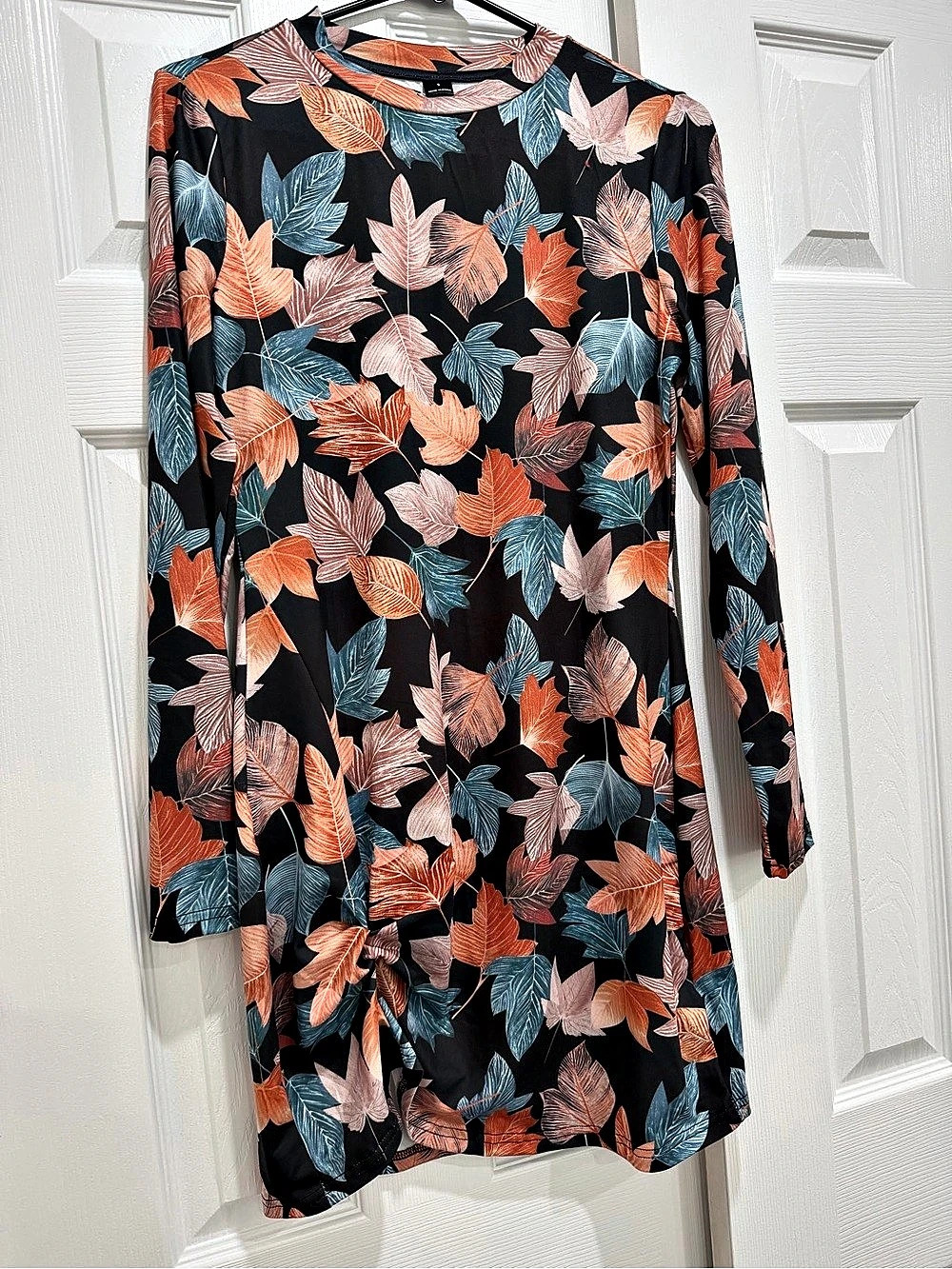 H&M Floral Mini Dress in Black & Orange Size Small Like New